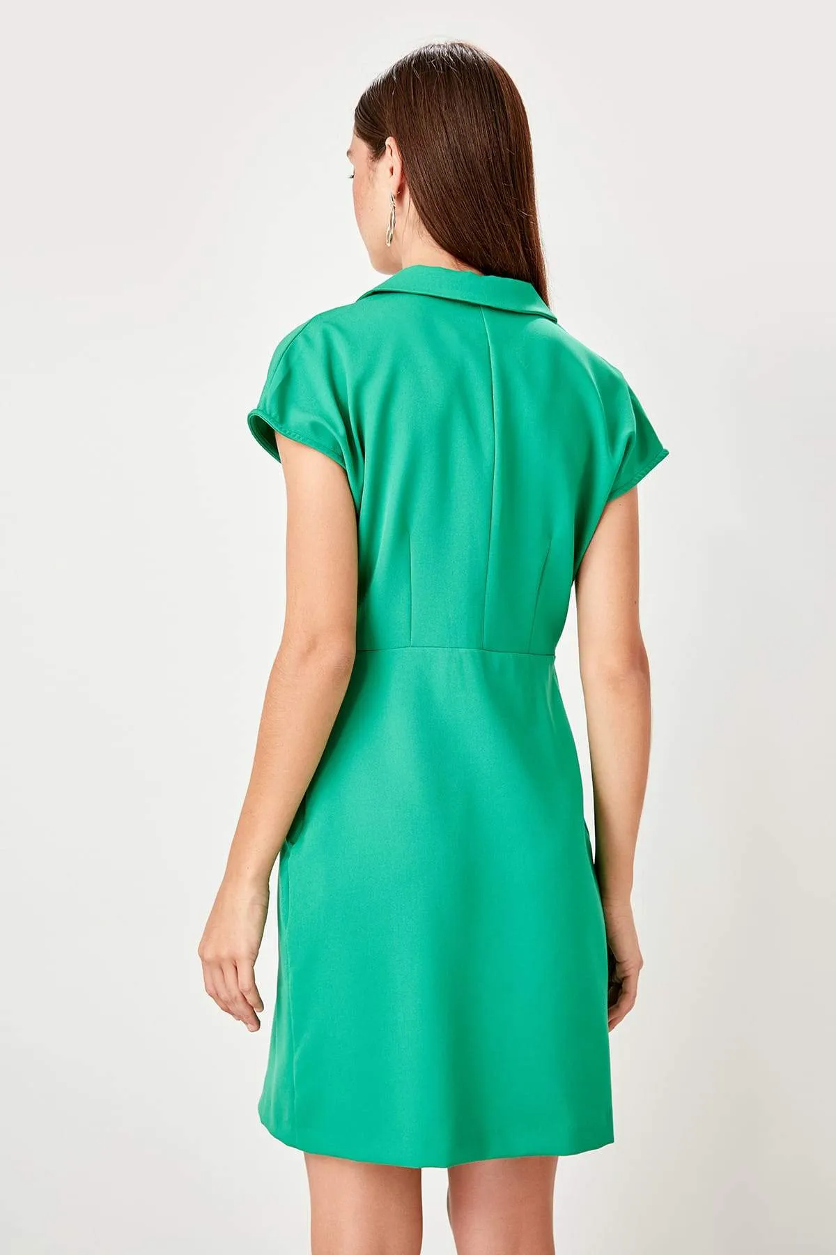 12842 Green Wrap Skirt Dress