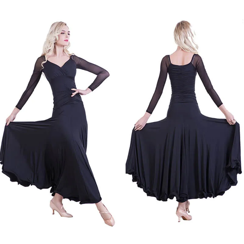 A-Line V Neck Long Sleeve Ballroom Dress