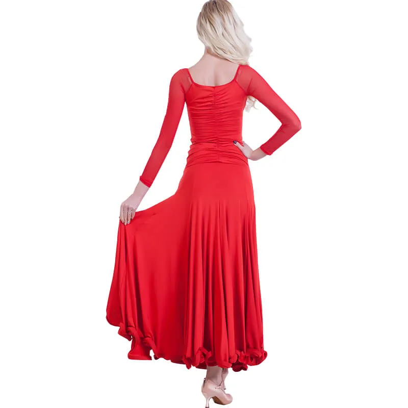 A-Line V Neck Long Sleeve Ballroom Dress