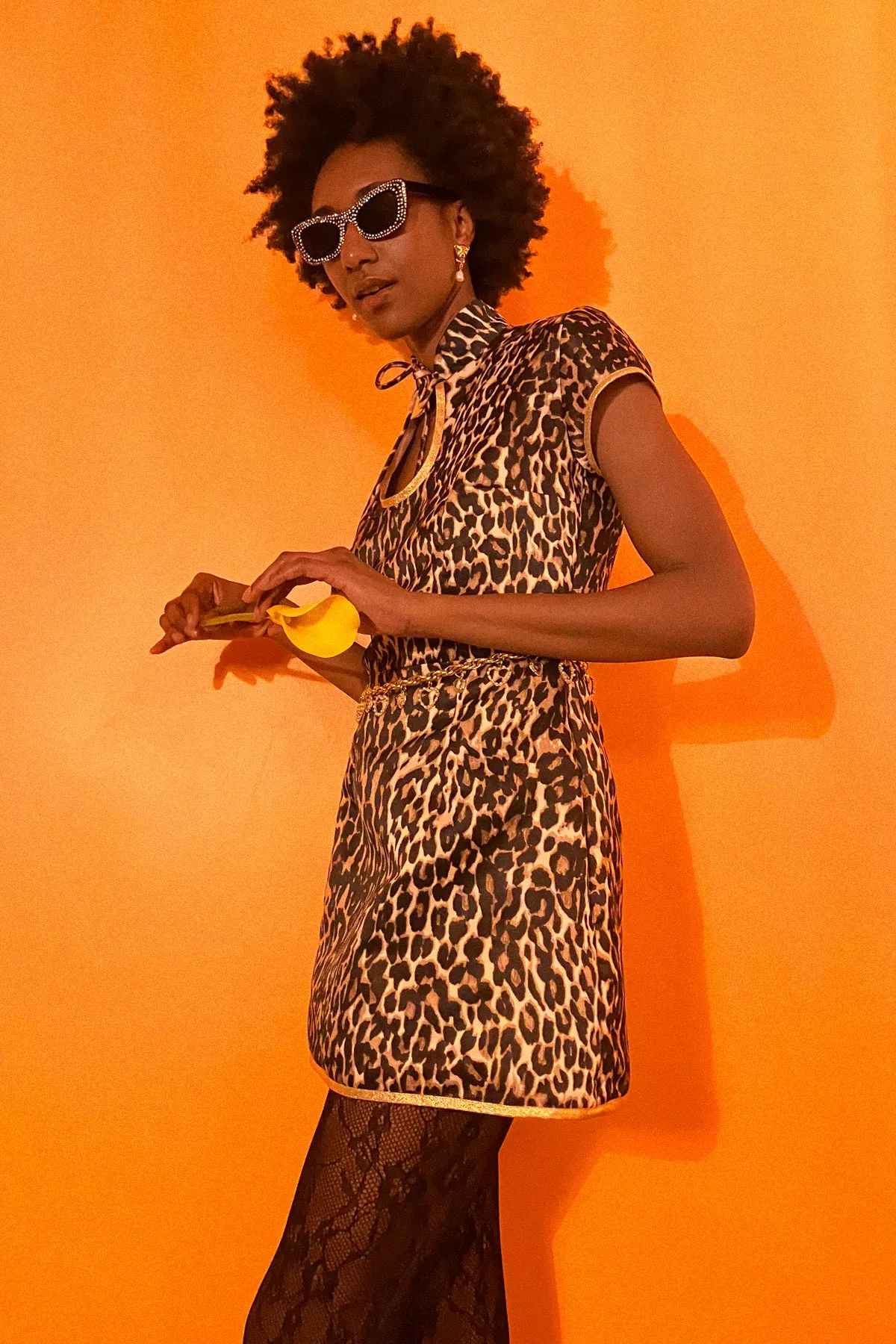 Anna Mae Leopard Satin Mini Dress - Made to Order
