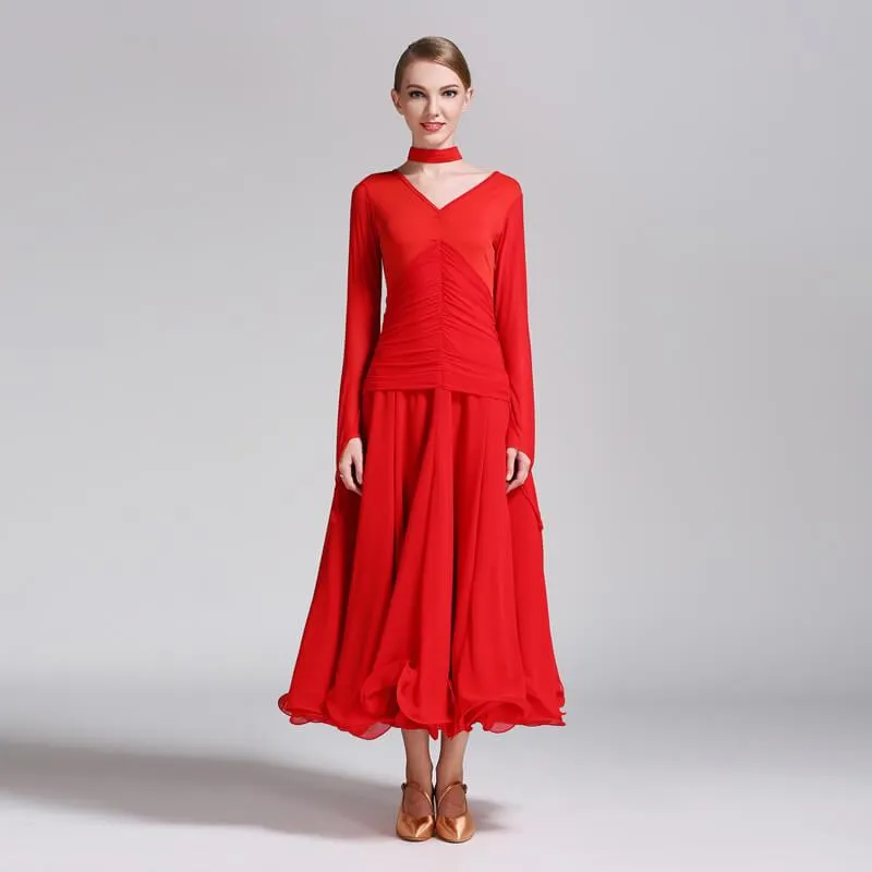 Asymmetric Maxi Ballroom Dress with Ruching