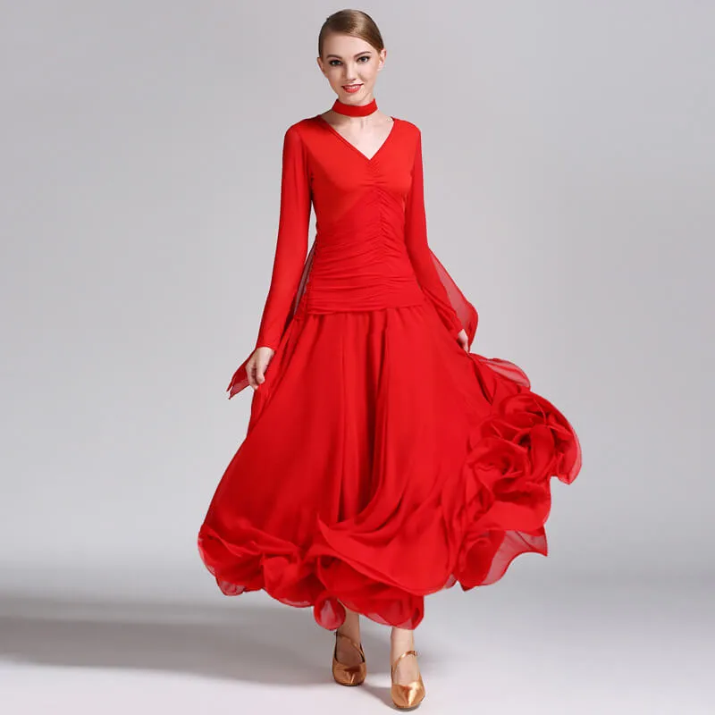 Asymmetric Maxi Ballroom Dress with Ruching