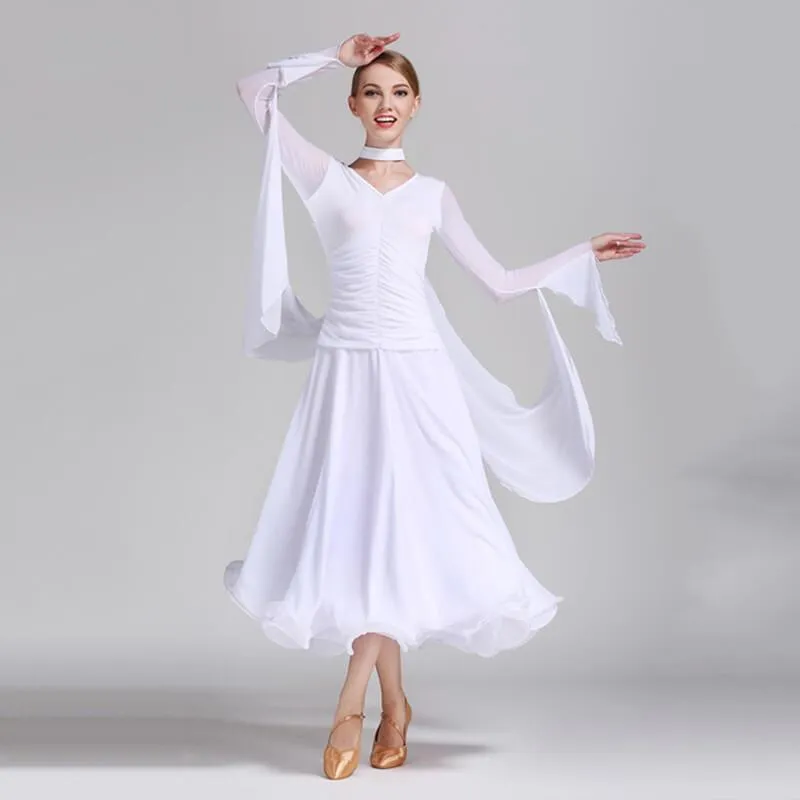 Asymmetric Maxi Ballroom Dress with Ruching