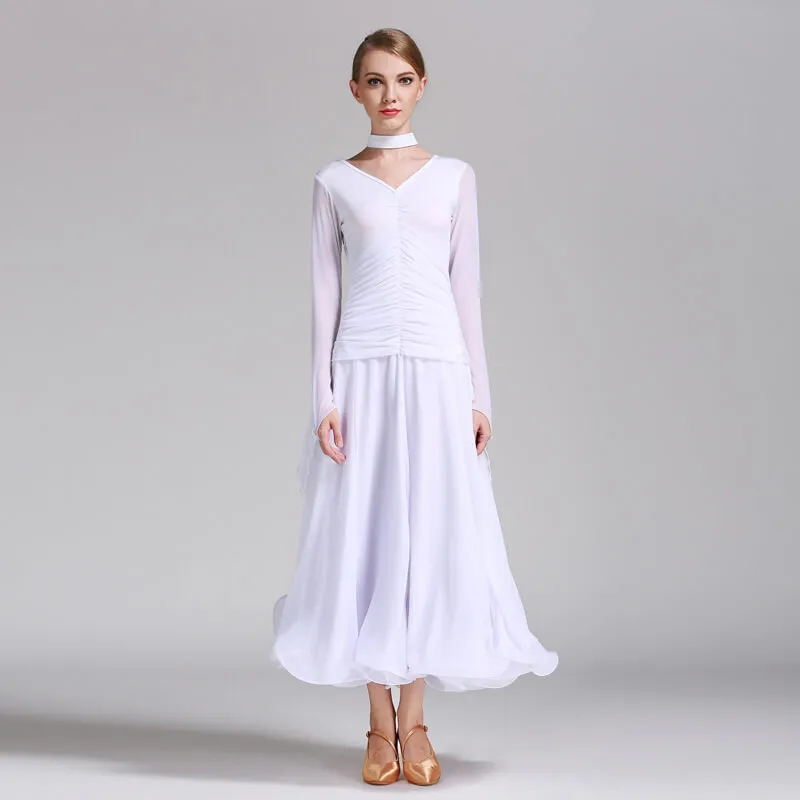 Asymmetric Maxi Ballroom Dress with Ruching