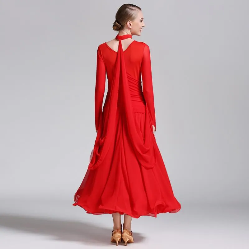 Asymmetric Maxi Ballroom Dress with Ruching