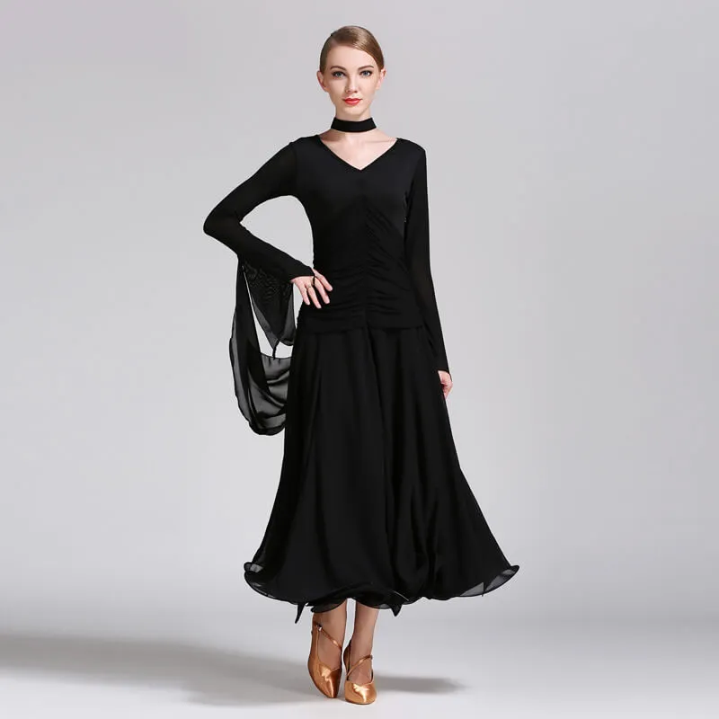 Asymmetric Maxi Ballroom Dress with Ruching