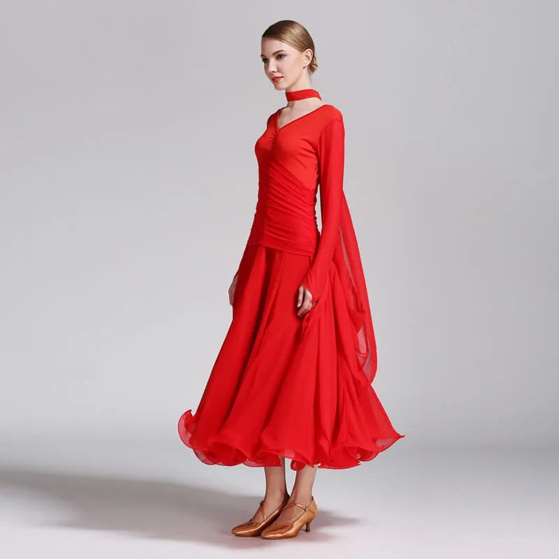 Asymmetric Maxi Ballroom Dress with Ruching