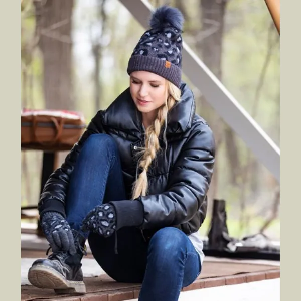 Britt's Knits Snow Leopard Pattern Knit Gloves
