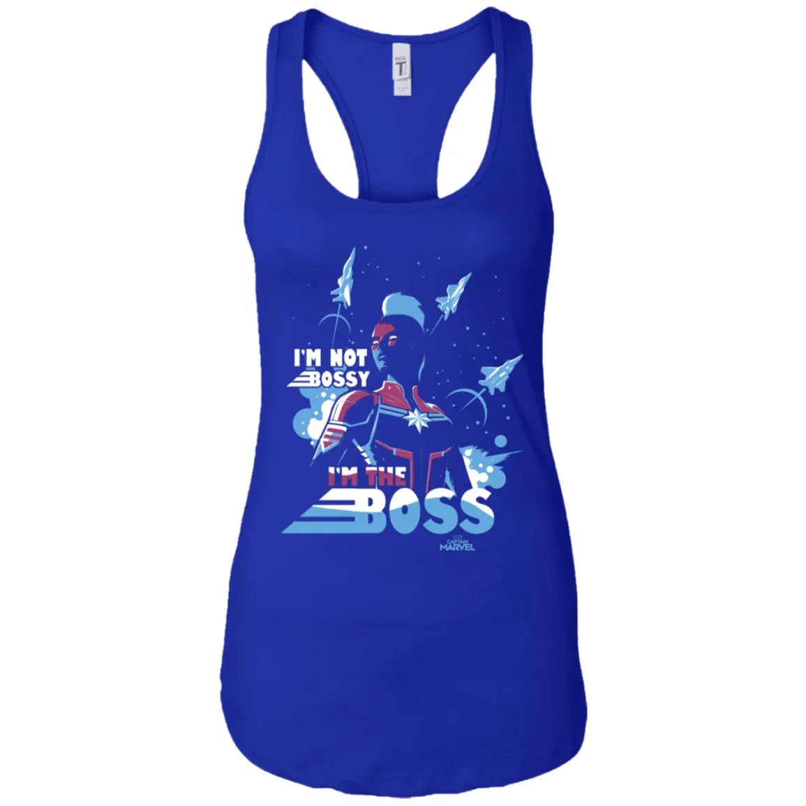 Captain Marvel I'm The Boss Space Blue Red Women Tank Top