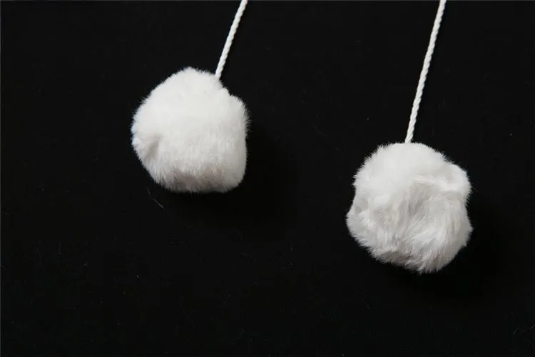 Chic Kitty Crop Top Pom Pom Cardigan Two Piece Set