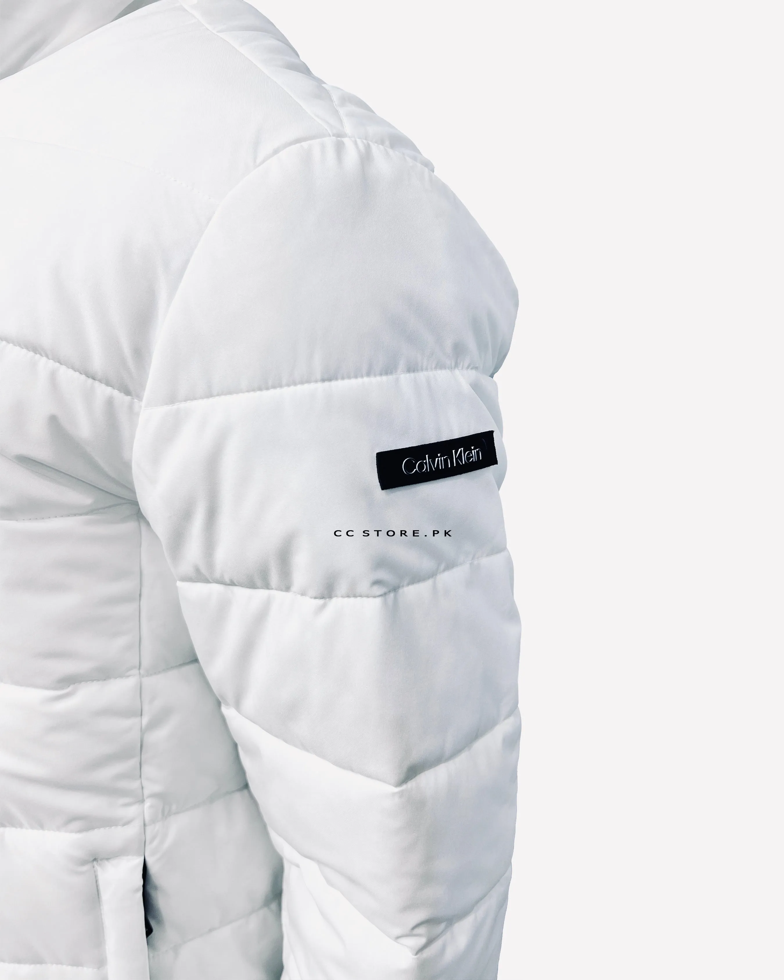 CK White Horizontal Puffer Jacket