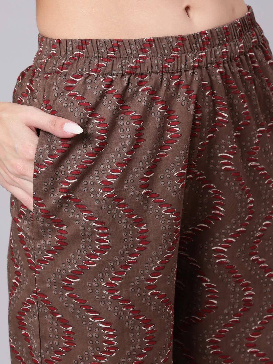 Ethnic Motifs Printed Pure Cotton Kurta With Trousers & Dupatta - The Nks Plus