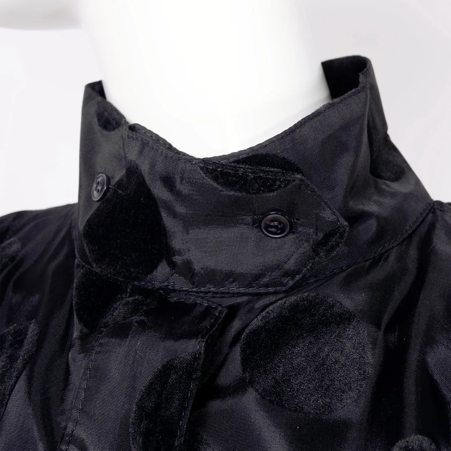 F/W 1982 France Andrevie Black 2 Piece Dress Velvet Polka Dots & Stripes