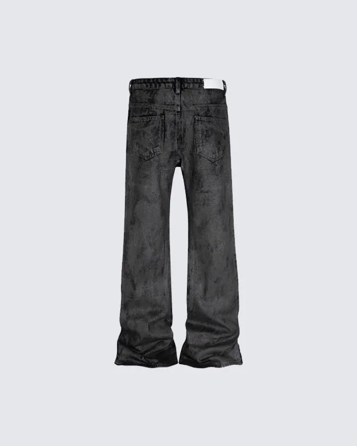 Hand-Brushed Gel Glitter Flared Jeans
