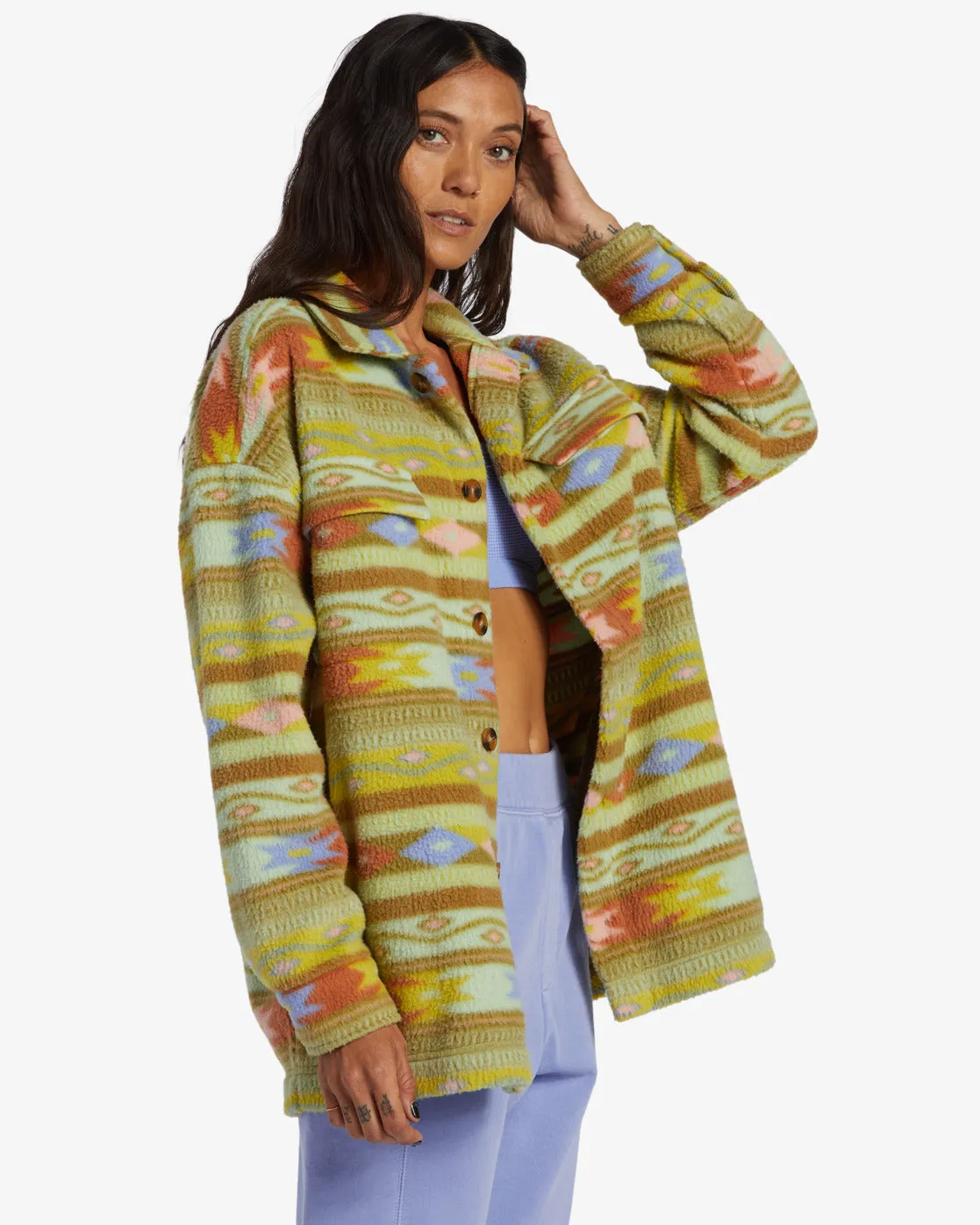 Happy Camper Shacket - KIWI