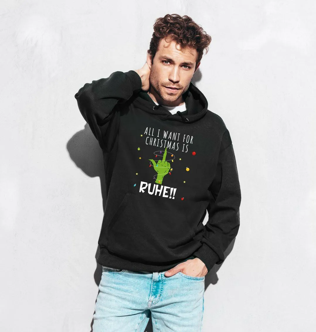 Hoodie - Grinch - All I want for Christmas is Ruhe! (Mittelfinger)