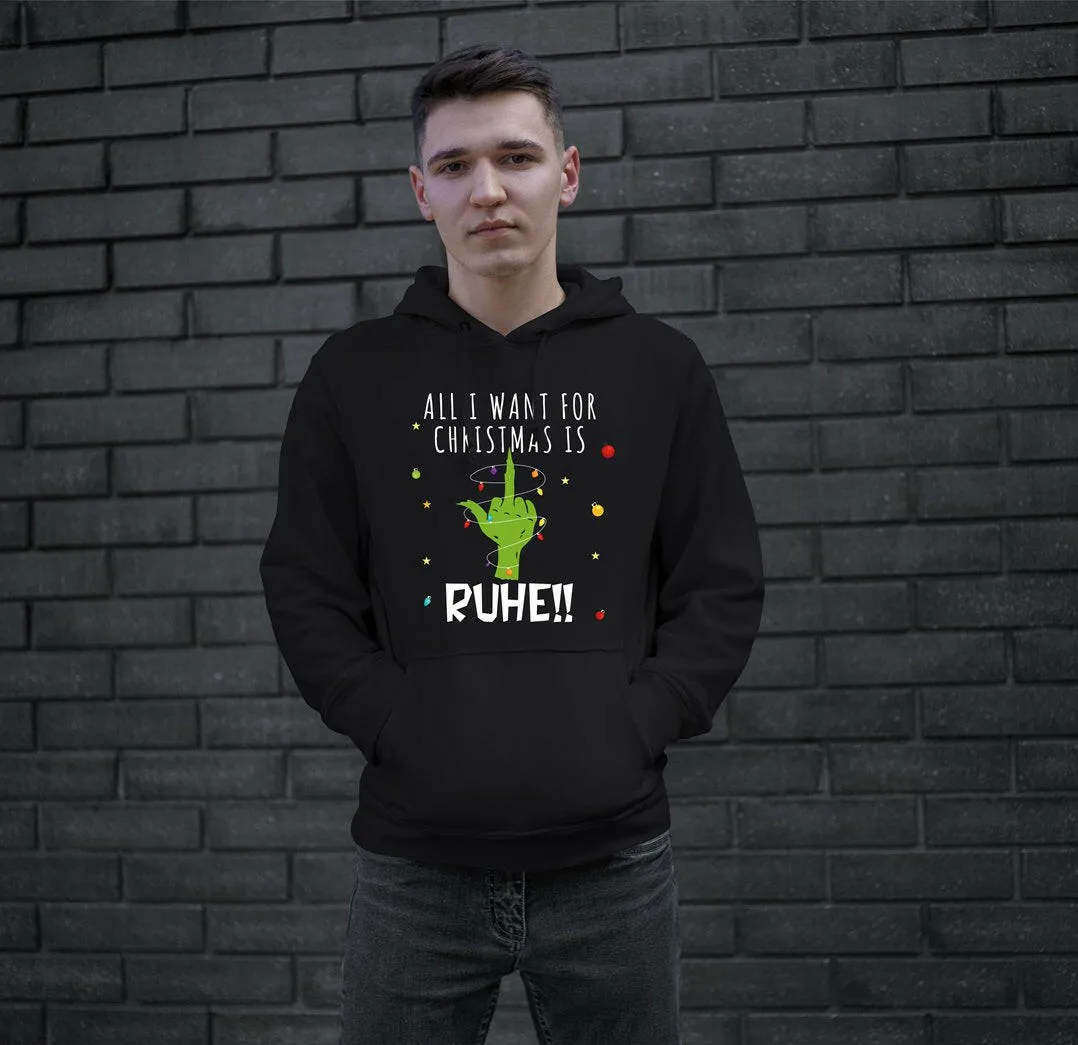 Hoodie - Grinch - All I want for Christmas is Ruhe! (Mittelfinger)