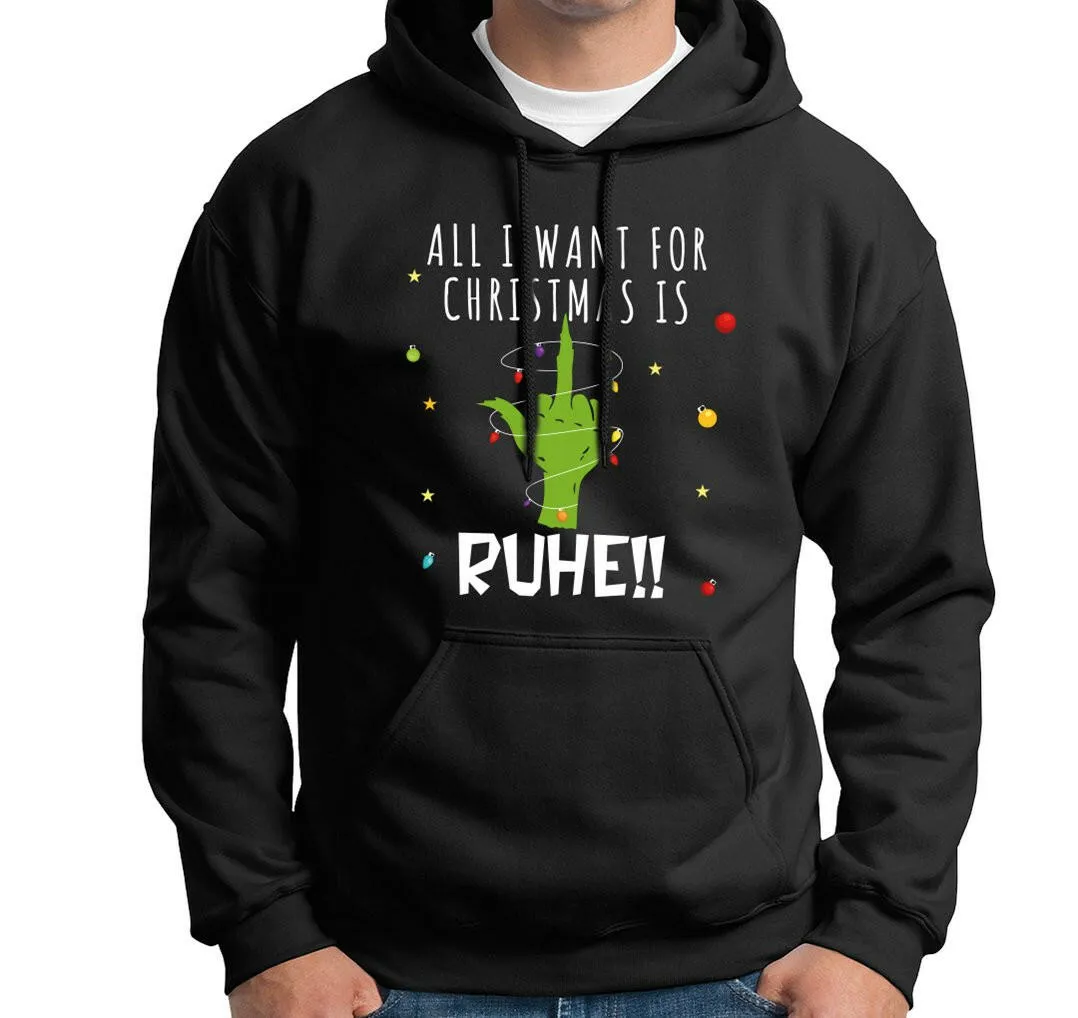 Hoodie - Grinch - All I want for Christmas is Ruhe! (Mittelfinger)
