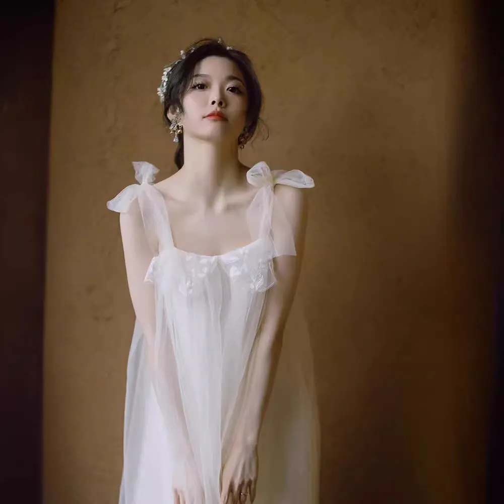 IKEARLAX  Evening Dress  Style Wedding Tie Morning Gowns Female Bride High Sense Niche Light Wedding Dress Morning Dress White Dress