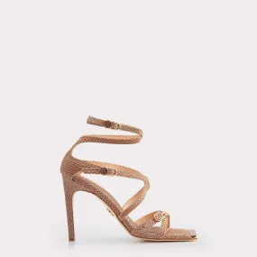 IVA LATTE MINI VIPER EMBOSSED LEATHER SANDALS