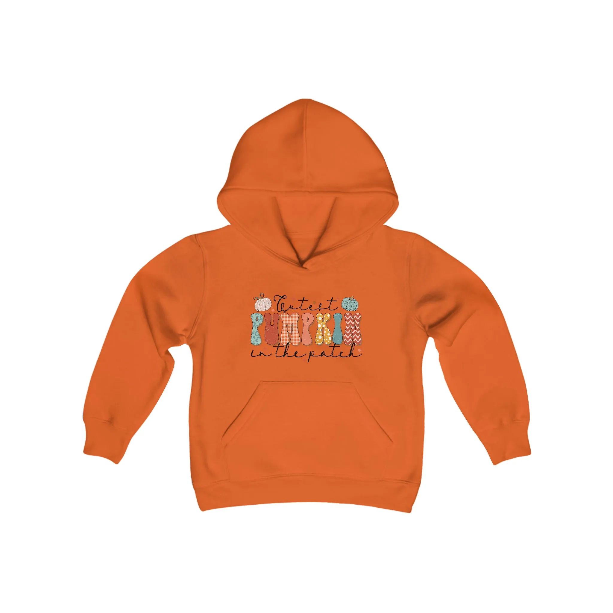 Kids Fall Hoodie, Cutest Pumpkin In The Patch Hooded Sweatshirt, Boys or Girls Fall Hooded Sweatshirt, Colorful Pastel Design