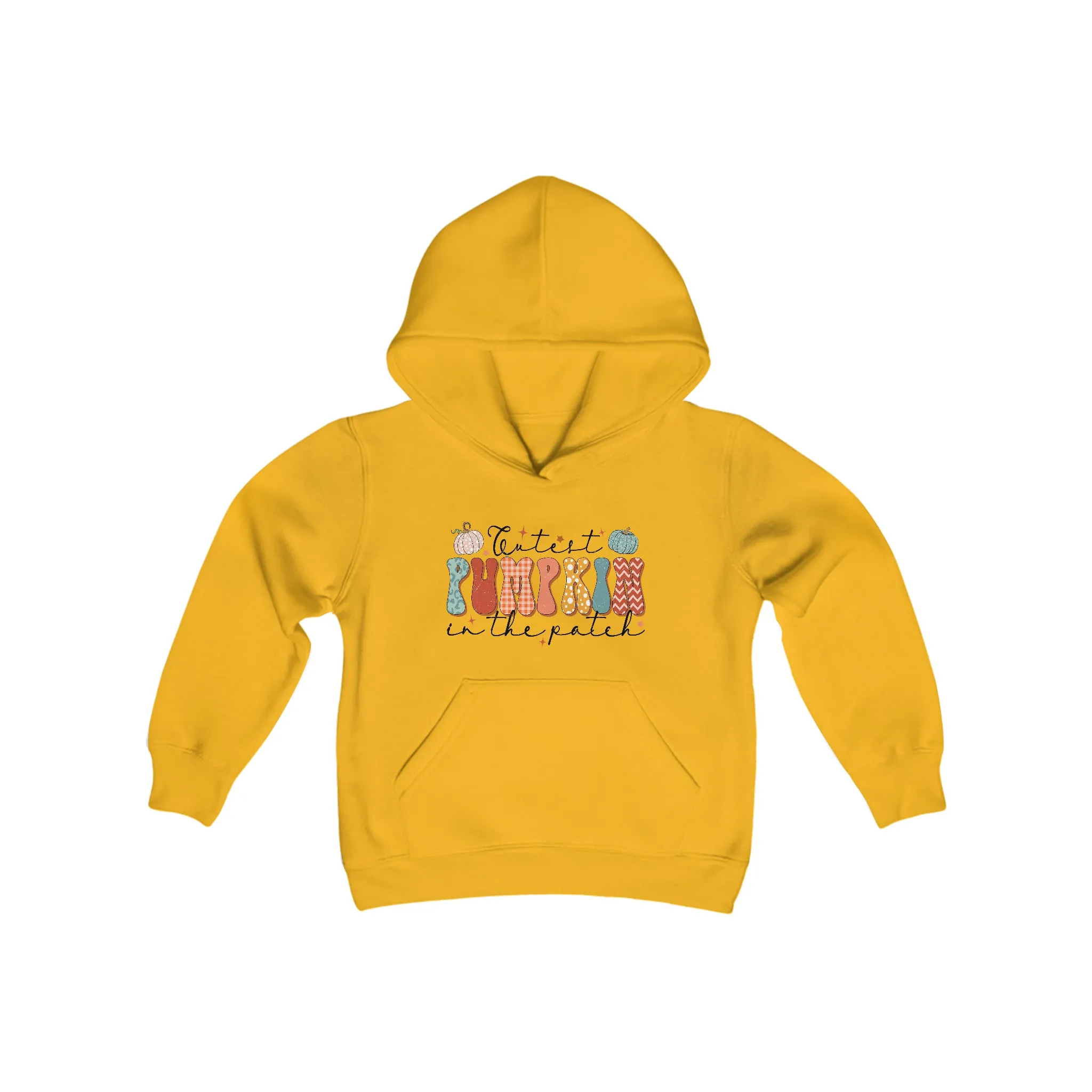 Kids Fall Hoodie, Cutest Pumpkin In The Patch Hooded Sweatshirt, Boys or Girls Fall Hooded Sweatshirt, Colorful Pastel Design