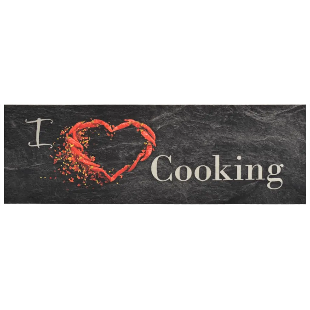 Kitchen Rug Washable Cooking Black 60x180 cm Velvet