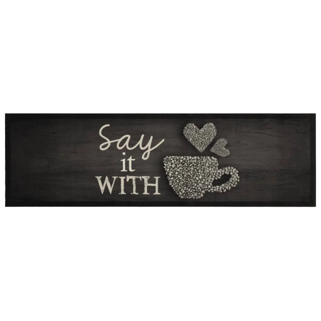 Kitchen Rug Washable Cup Black 45x150 cm Velvet