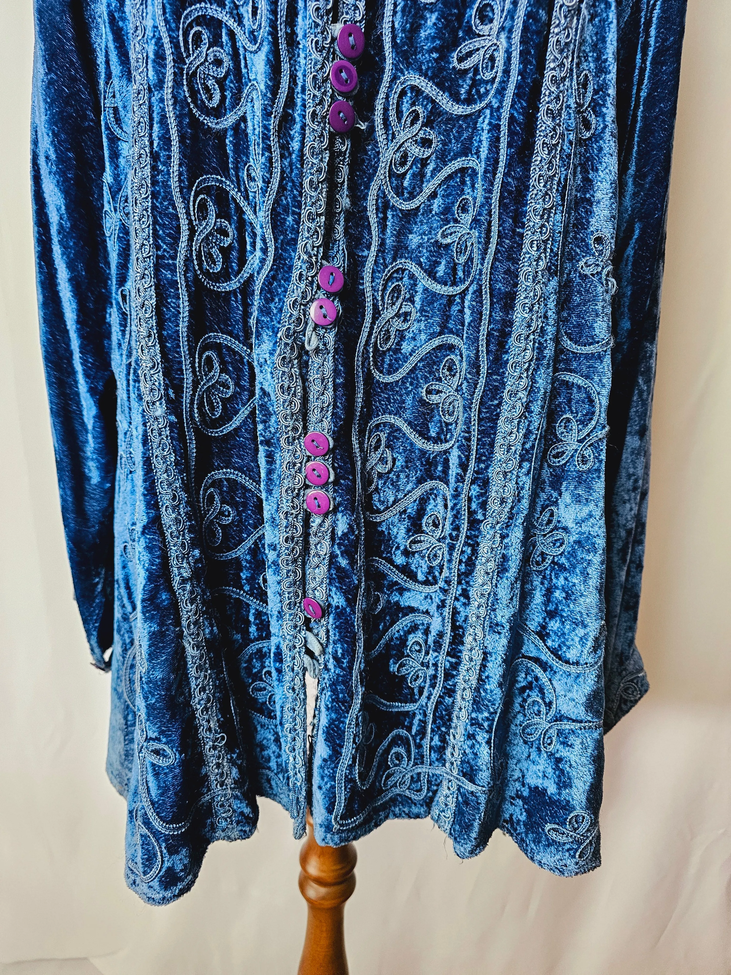 Krishna - Blue Vintage Velvet Jacket - Free Size