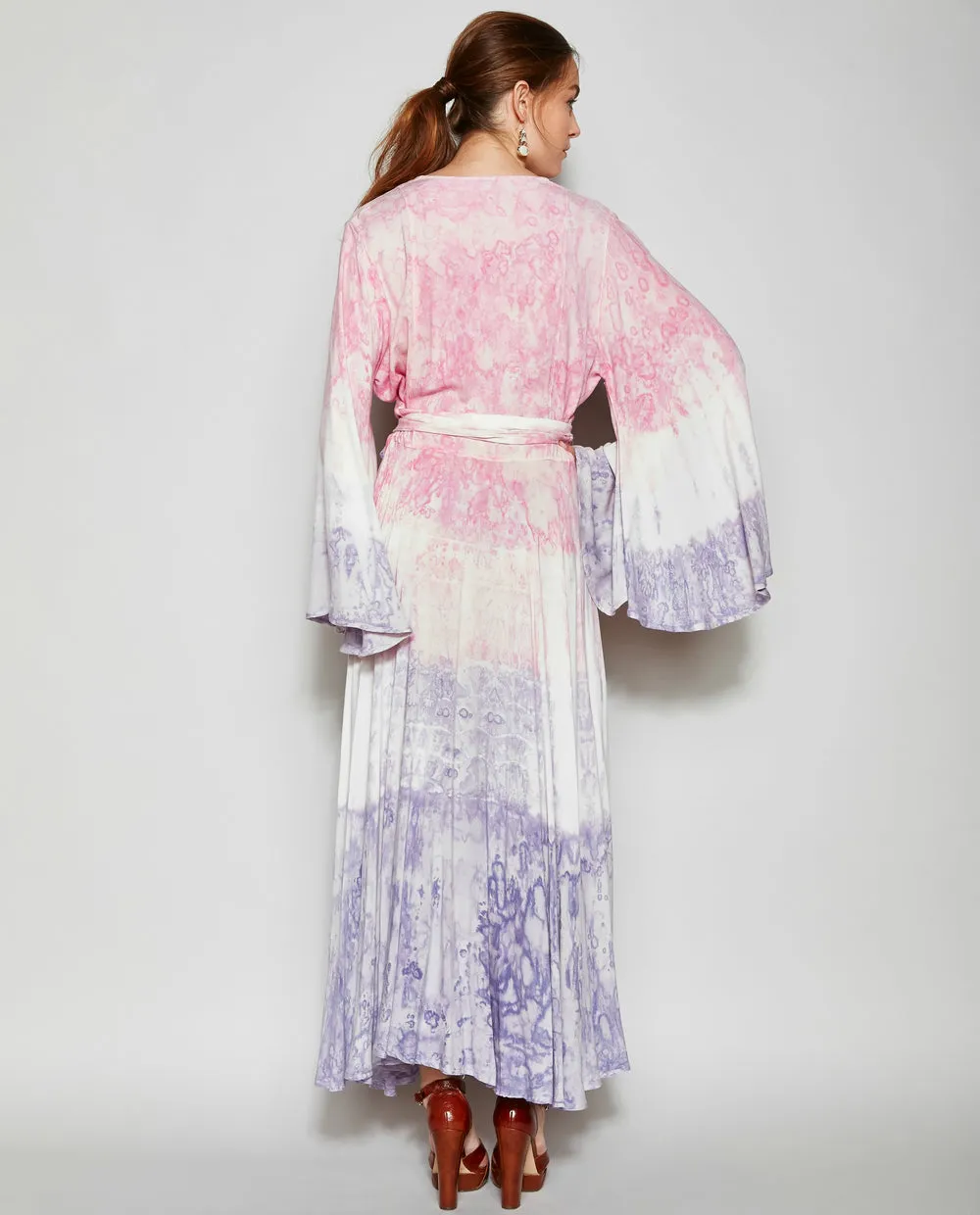 LAVENDER HEATHER TIE DYE WRAP DRESS