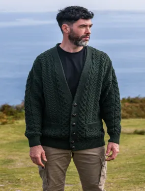 Men's Merino V-Neck Cardigan | Army Merino Men's Merino V-Neck Cardigan | Army Merino