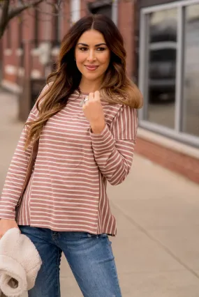 Mixed Stripes Side Accented Tee