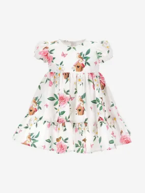 Monnalisa Baby Girls Bird Box Garden Dress in White Monnalisa Baby Girls Bird Box Garden Dress in White