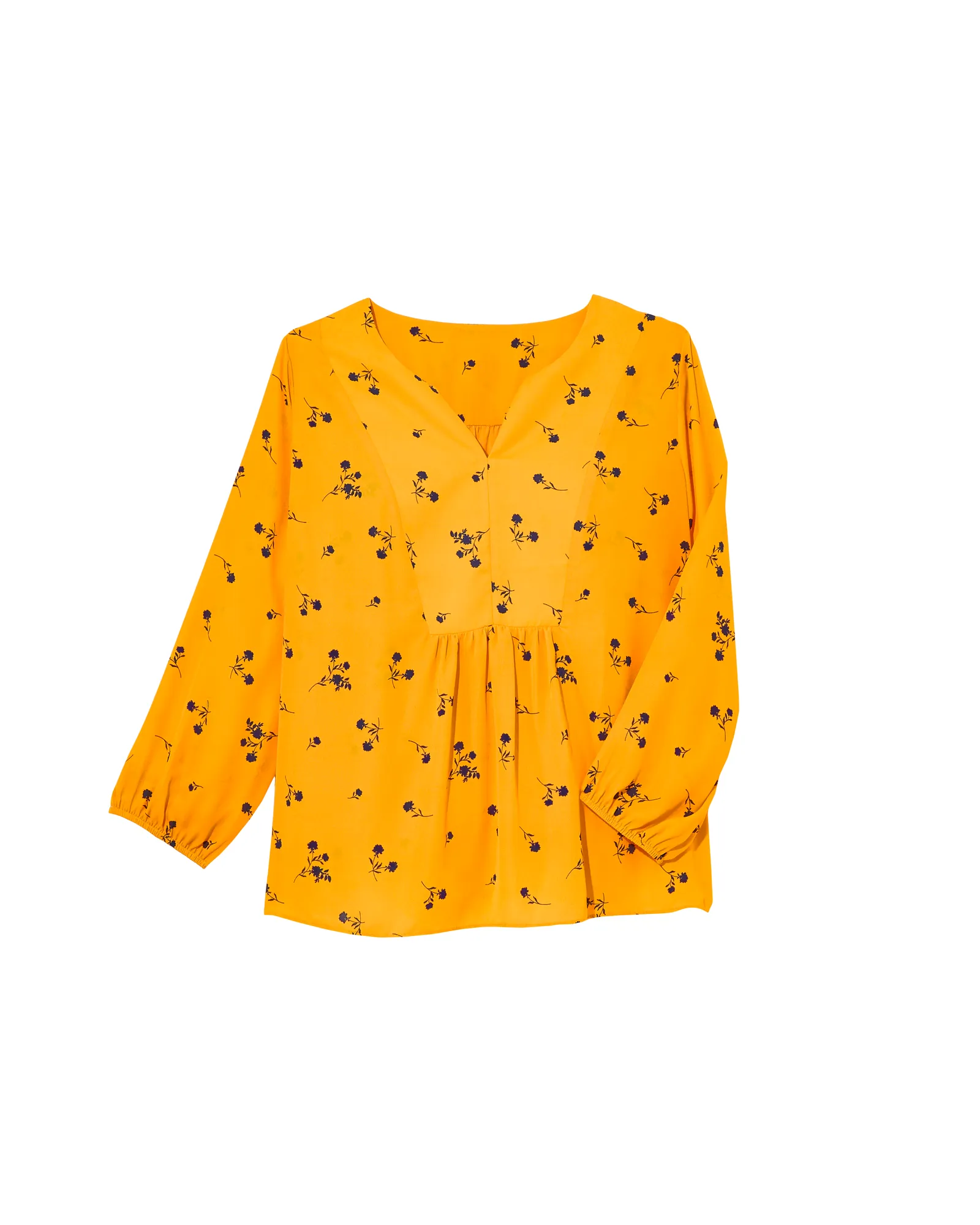 Noeli V Neck Blouse | Yellow / Navy