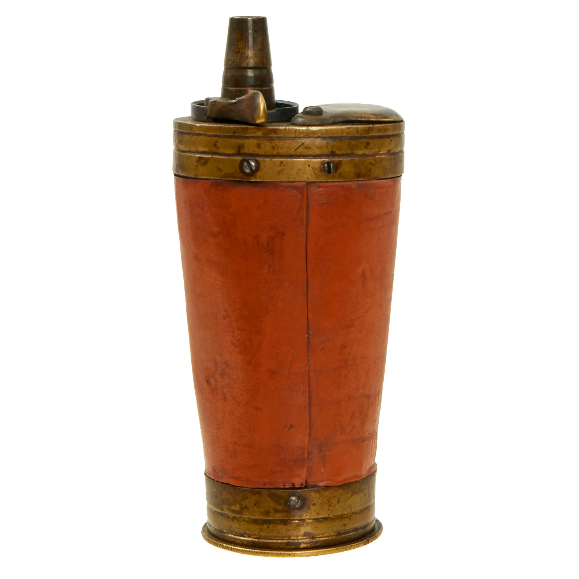 Original U.S. Revolutionary War Era Pistol Flask with Ball & Patch Compartments - Three Balls Retained