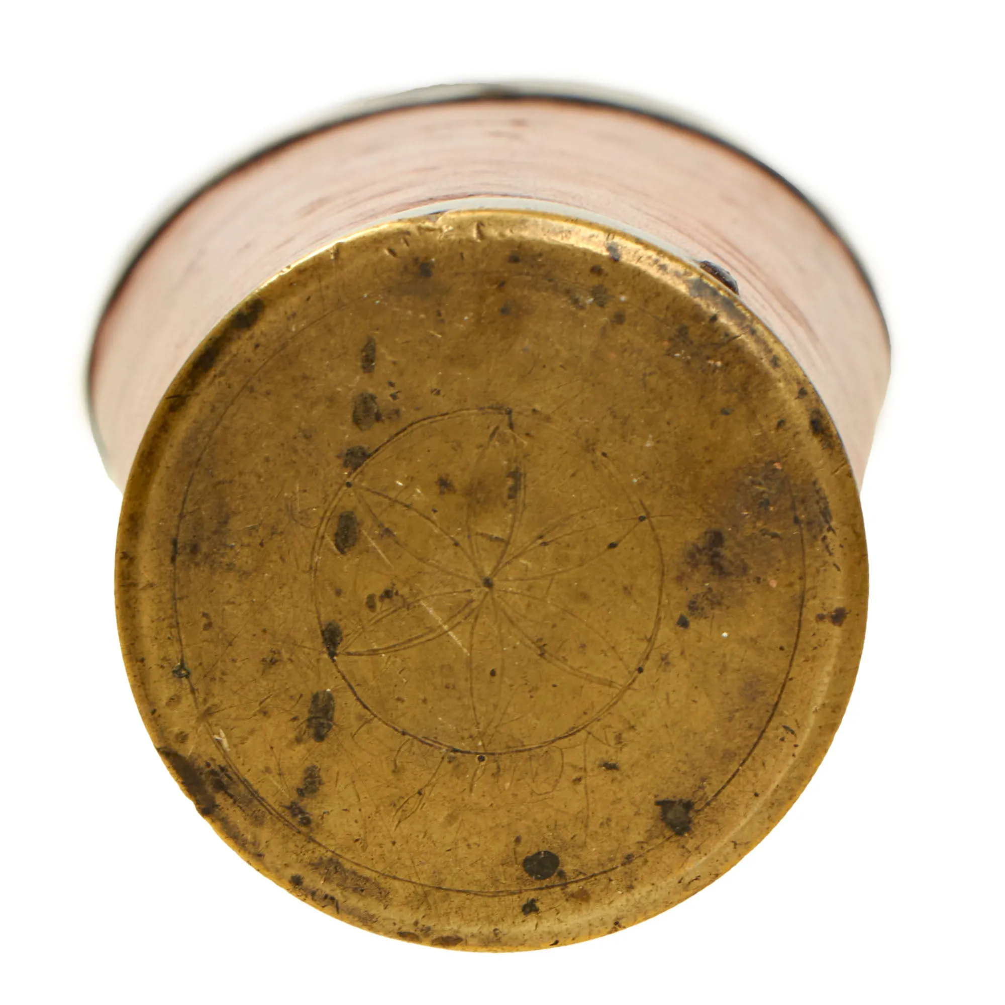 Original U.S. Revolutionary War Era Pistol Flask with Ball & Patch Compartments - Three Balls Retained