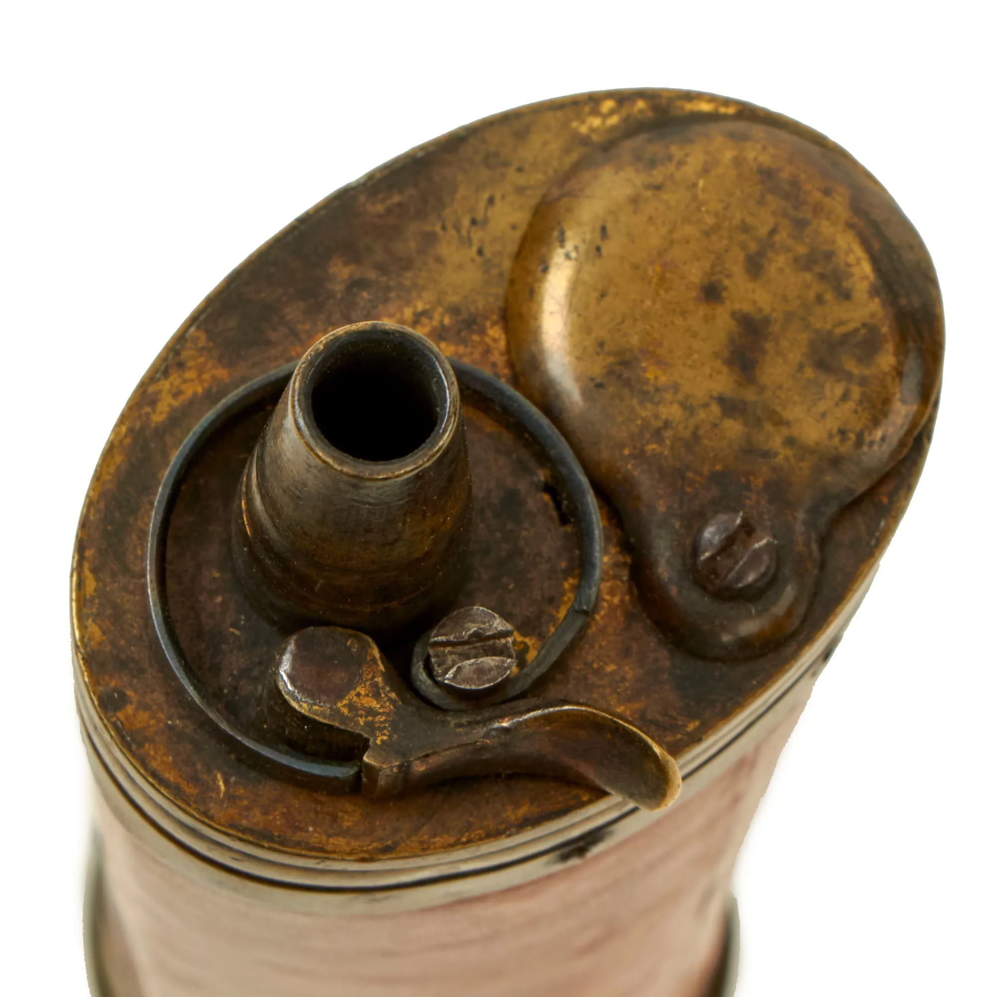 Original U.S. Revolutionary War Era Pistol Flask with Ball & Patch Compartments - Three Balls Retained
