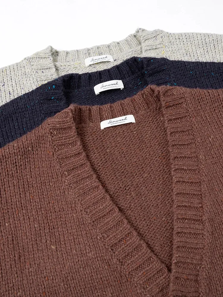 Oversize Vintage Cardigan Men Warm Wool Blend V-neck Knitted Sweater