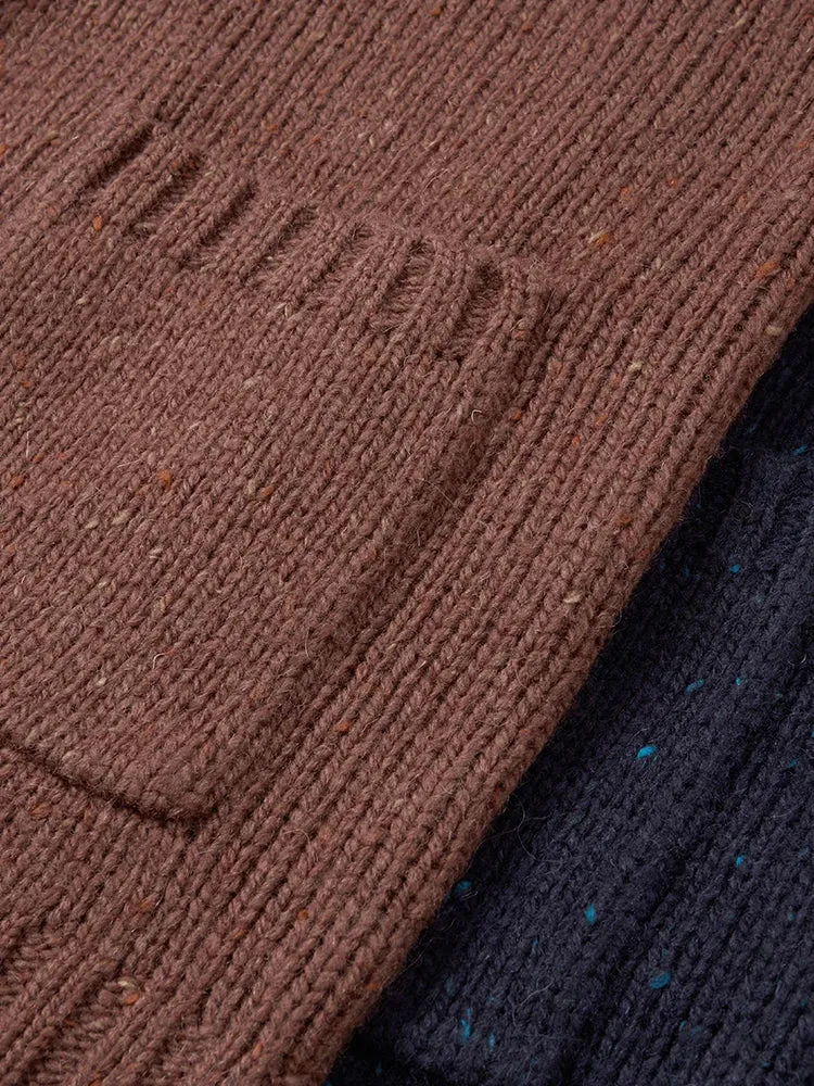 Oversize Vintage Cardigan Men Warm Wool Blend V-neck Knitted Sweater
