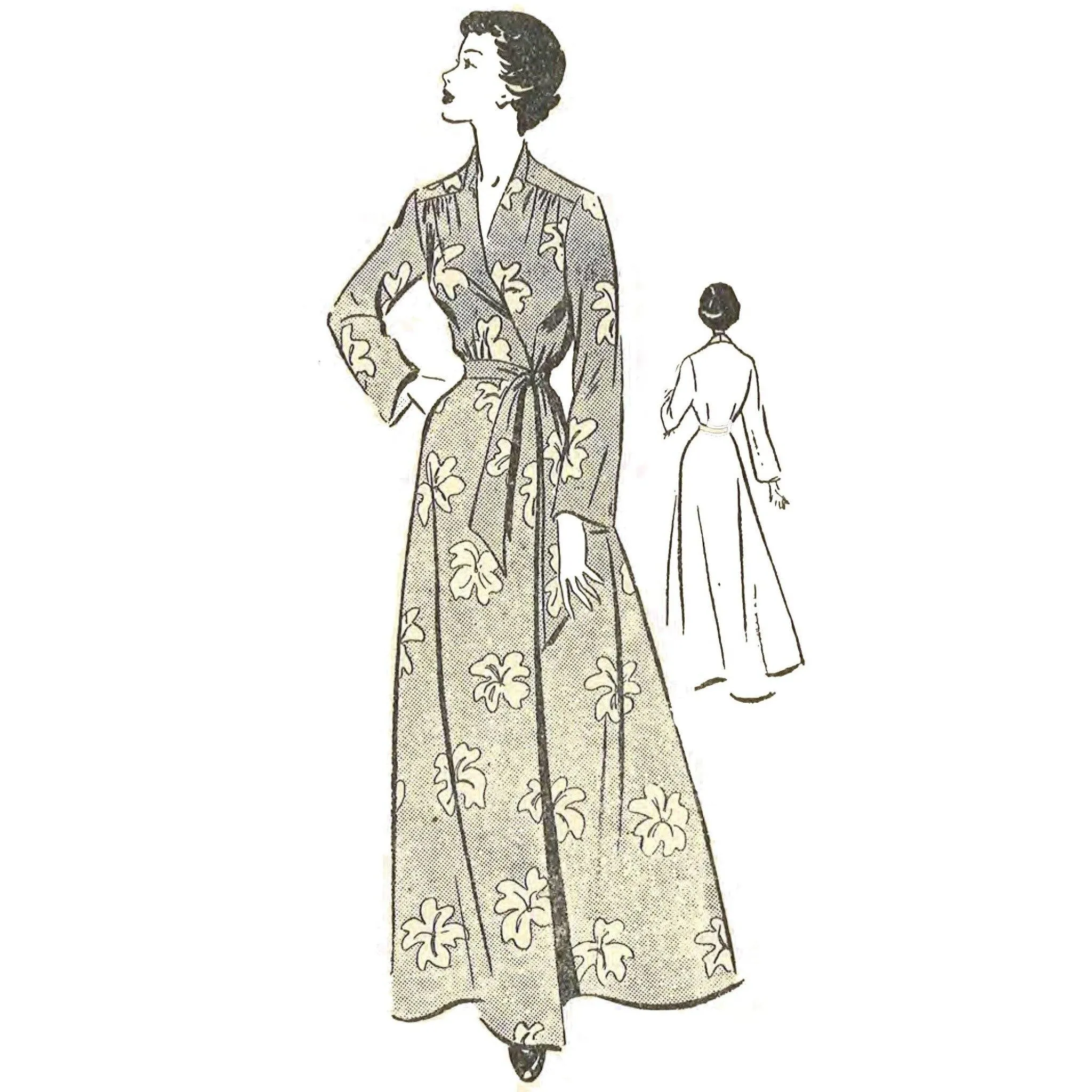 PDF - 1940's Pattern: 'Donna' Wrap Around Housecoat, Robe, Dressing Gown -  Bust 36” (91cm) - Download