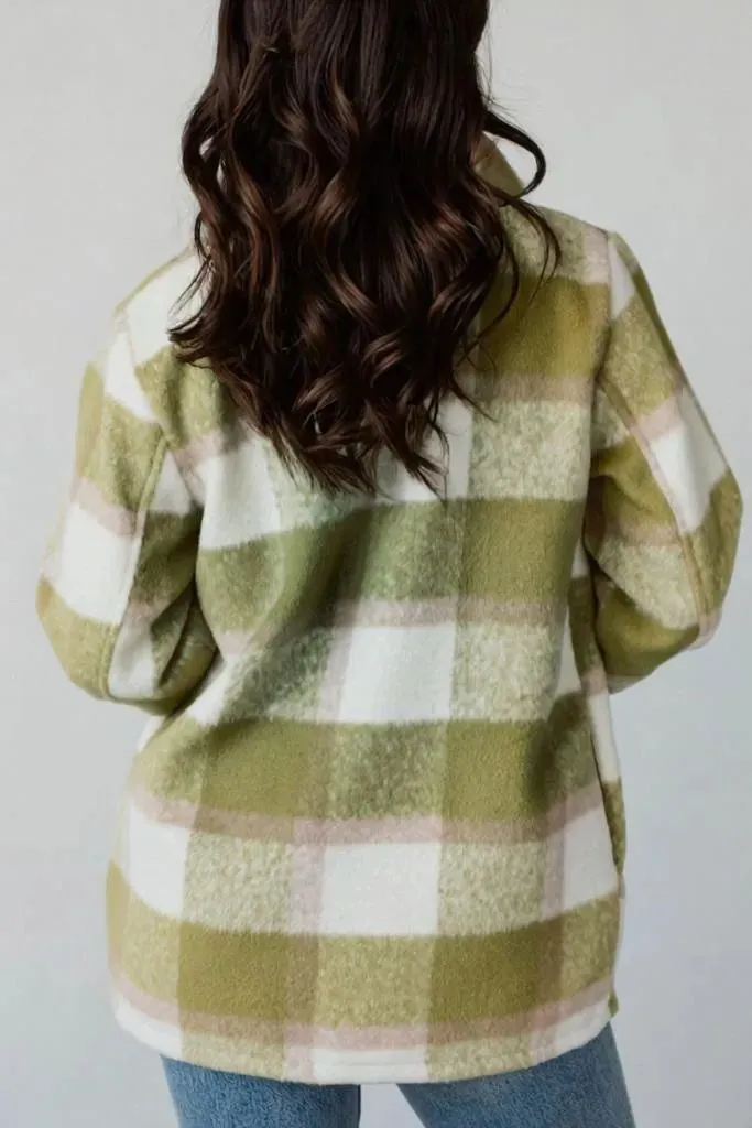 Pocketed Plaid Collared Neck Shacket