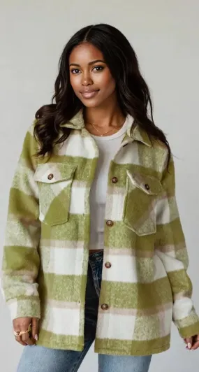 Pocketed Plaid Collared Neck Shacket