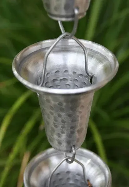 Rain Chain Flared Cups - Aluminum