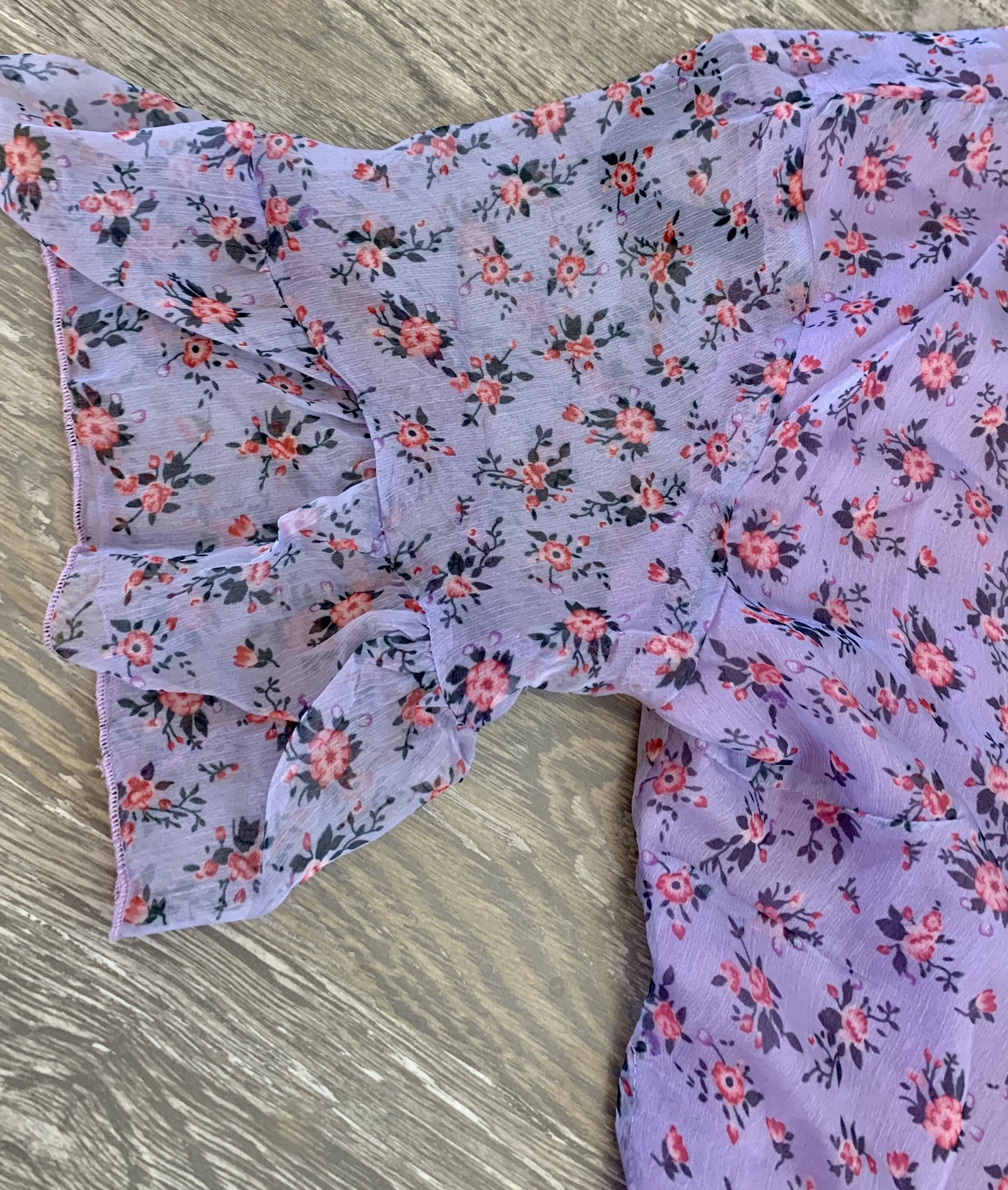 Ruffle Floral Chiffon Wrap Dress