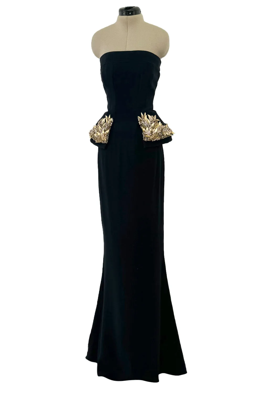 Spectacular Spring 2014 Alexander McQueen by Sarah Burton Strapless Crystal Detailed Peplum Dress