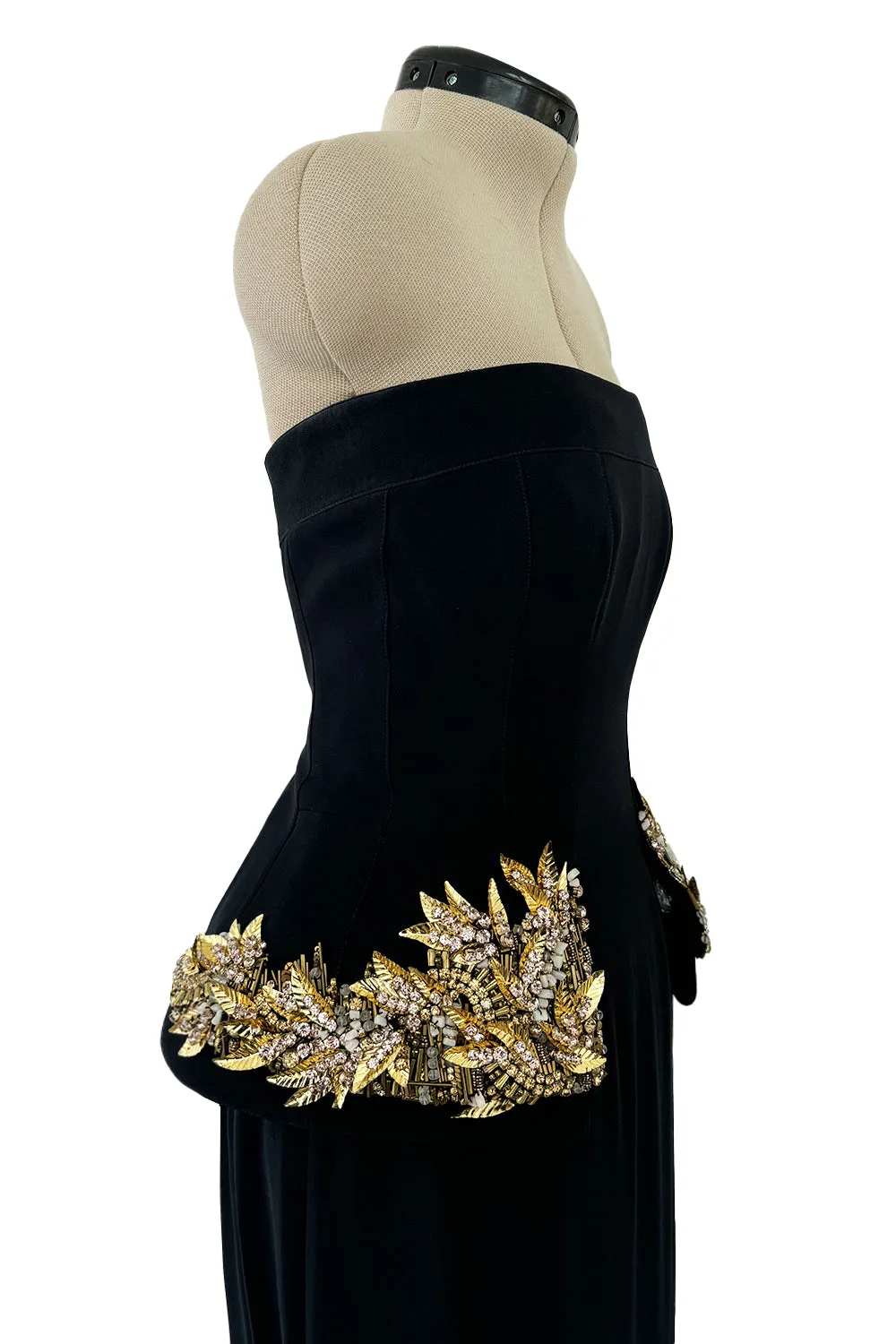 Spectacular Spring 2014 Alexander McQueen by Sarah Burton Strapless Crystal Detailed Peplum Dress