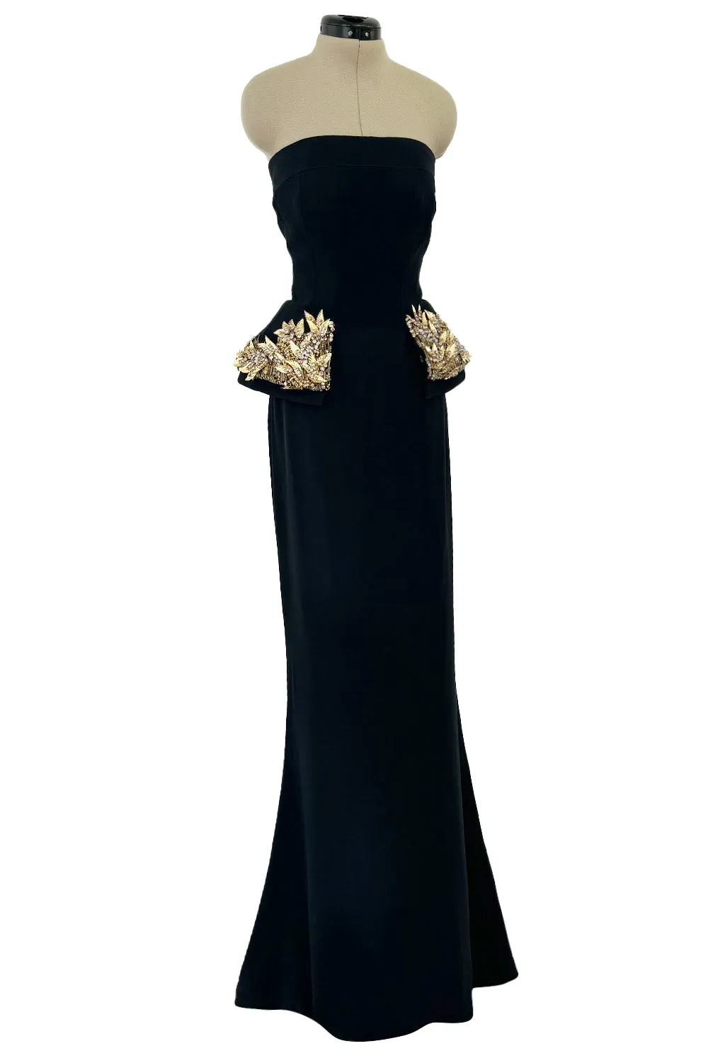 Spectacular Spring 2014 Alexander McQueen by Sarah Burton Strapless Crystal Detailed Peplum Dress