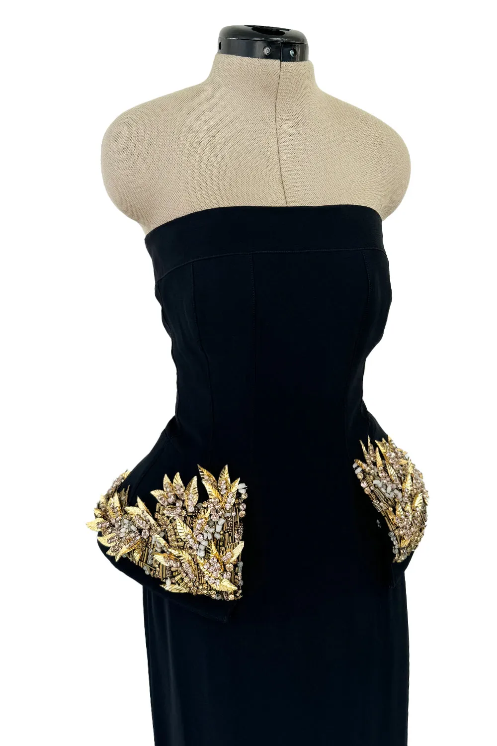 Spectacular Spring 2014 Alexander McQueen by Sarah Burton Strapless Crystal Detailed Peplum Dress