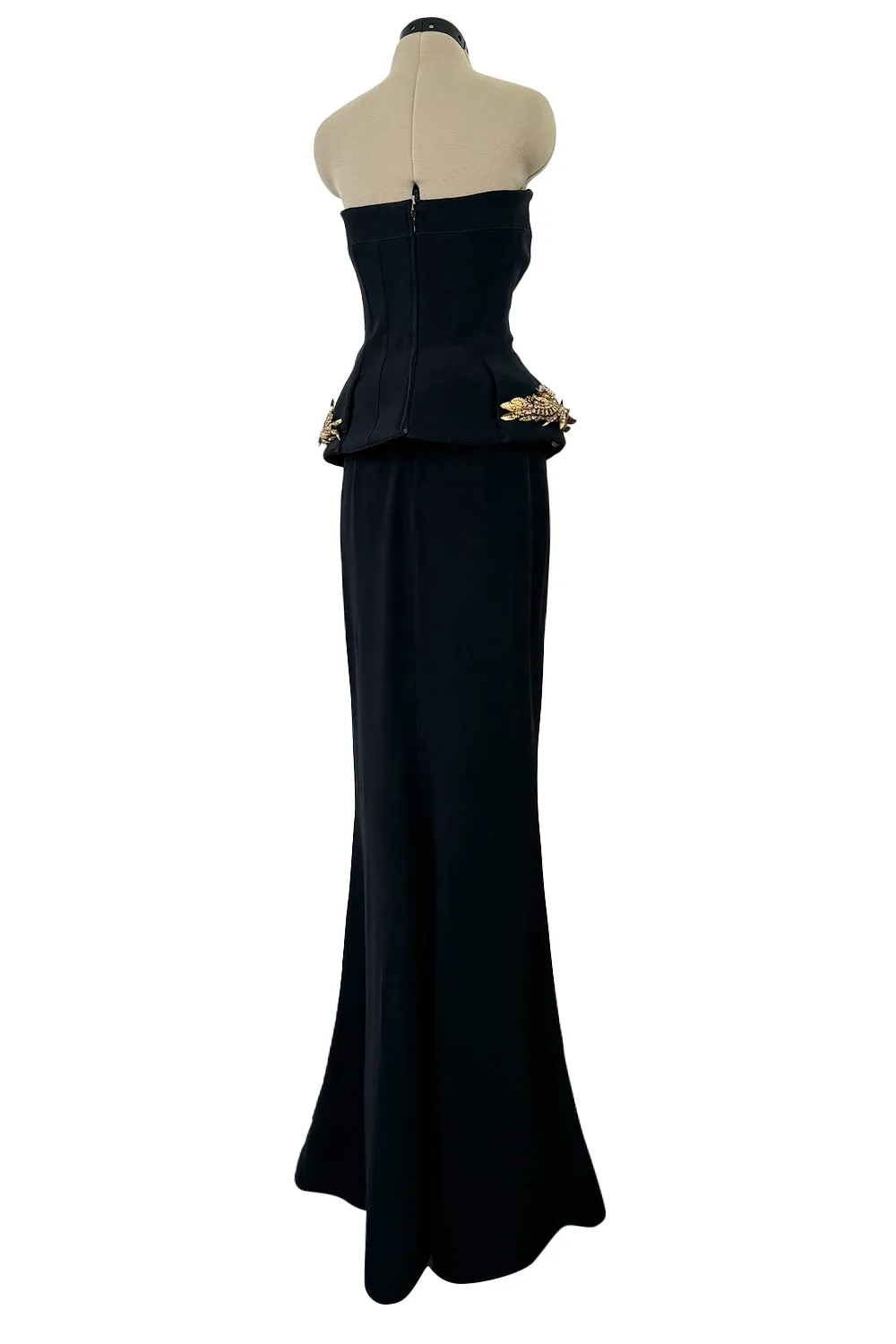 Spectacular Spring 2014 Alexander McQueen by Sarah Burton Strapless Crystal Detailed Peplum Dress
