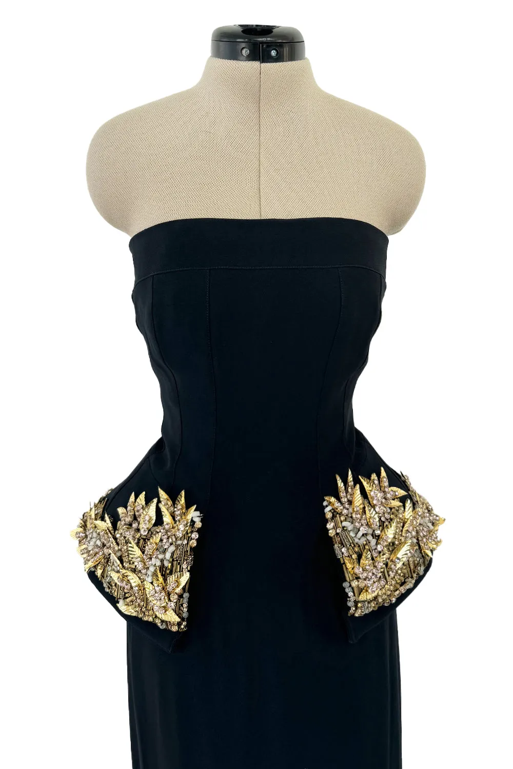 Spectacular Spring 2014 Alexander McQueen by Sarah Burton Strapless Crystal Detailed Peplum Dress